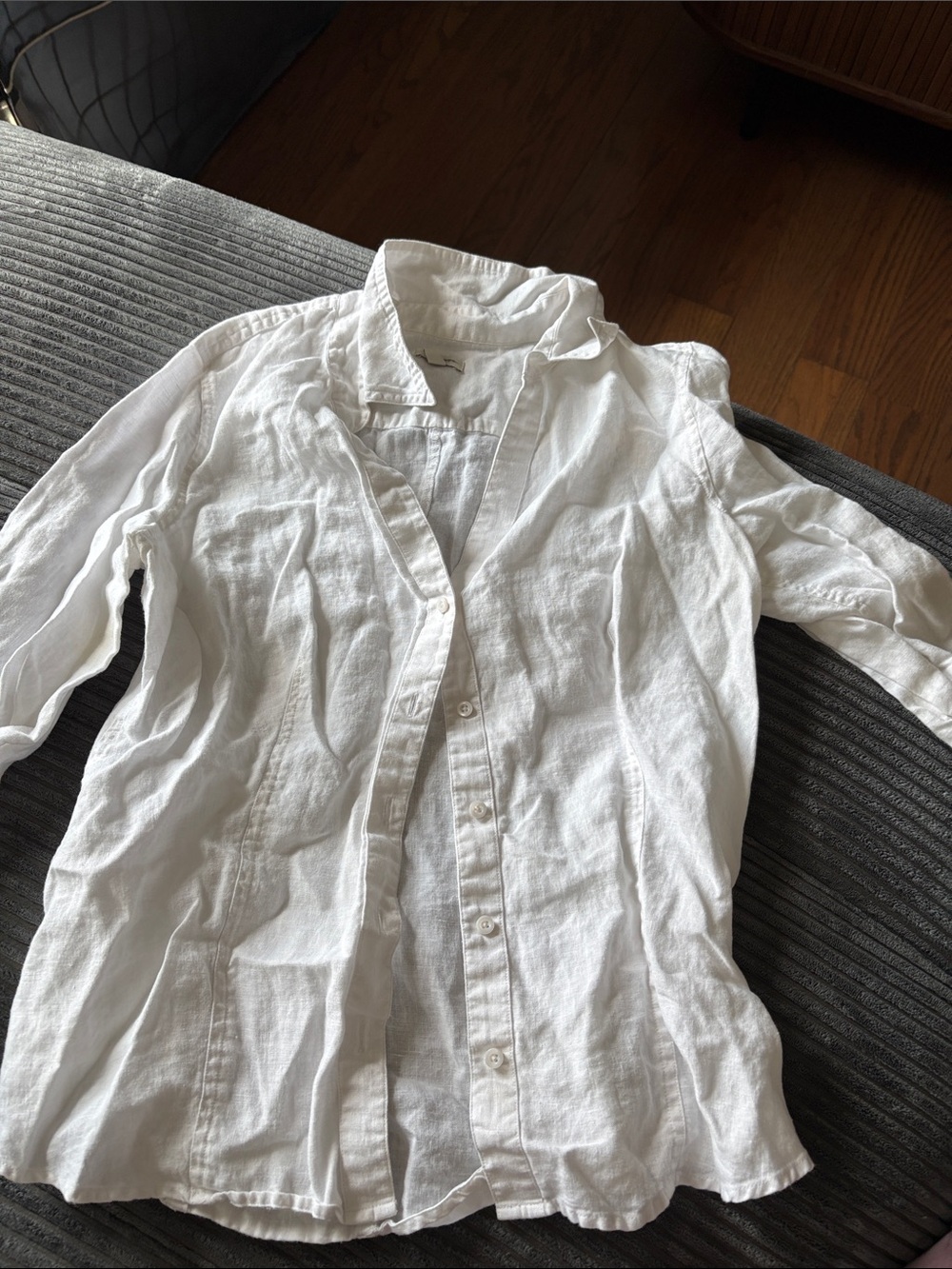 Talbots White Linen Button-Down Shirt